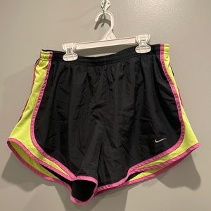 Women’s Nike dri fit, XL, black, pink and yellow shorts